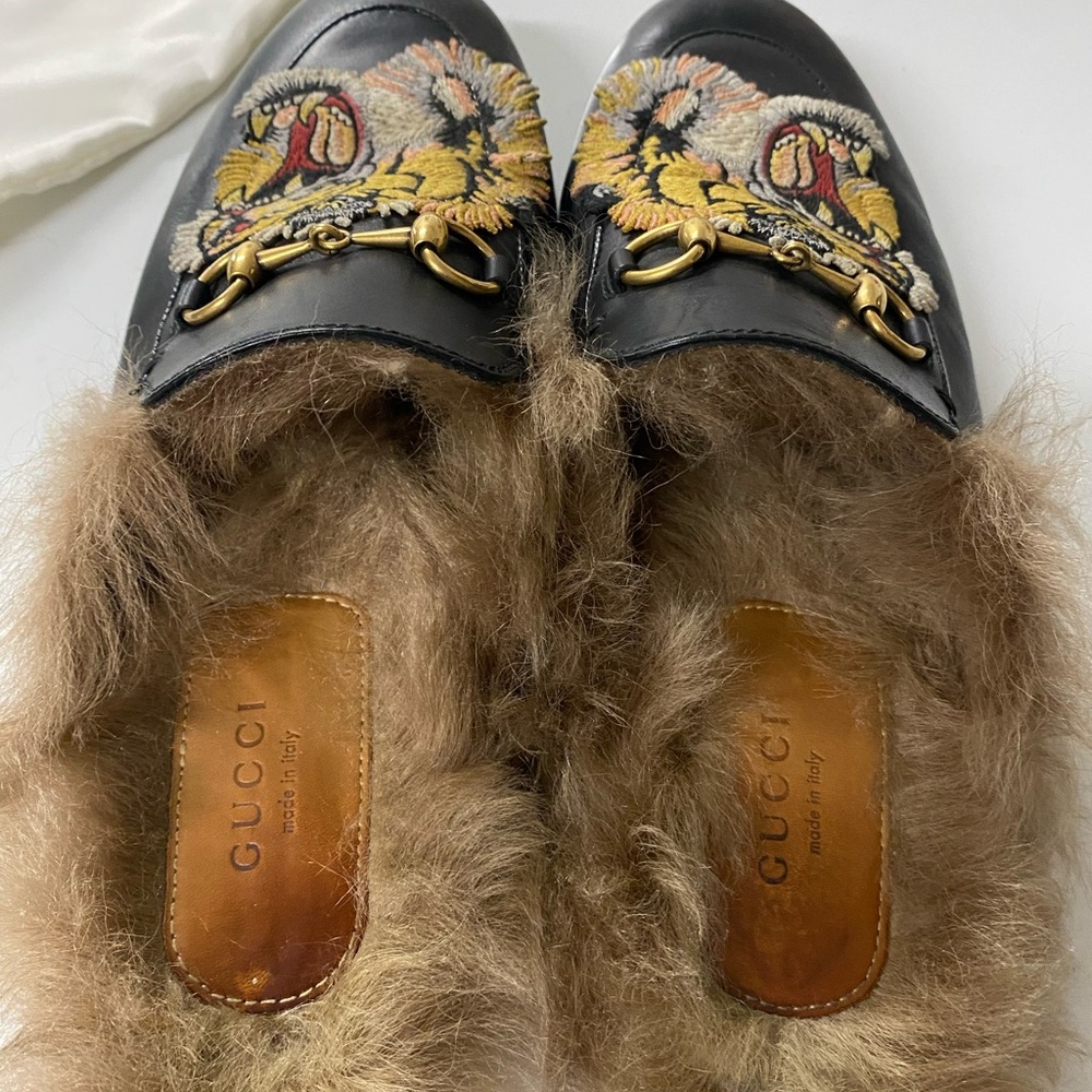 Gucci Princetown Leather Fur Tiger Loafer w/ Receipt Dustbag - Picture 3 of 13